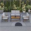 Techni Mobili Ribe 4-Piece Outdoor Aluminum/Wood Patio Sofa Set in Beige