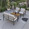 Techni Mobili Ribe 4-Piece Outdoor Aluminum/Wood Patio Sofa Set in Beige