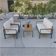 Techni Mobili Ribe 4-Piece Outdoor Aluminum/Wood Patio Sofa Set in Beige