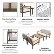 Techni Mobili Ribe 4-Piece Outdoor Aluminum/Wood Patio Sofa Set in Beige