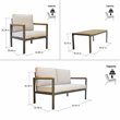 Techni Mobili Ribe 4-Piece Outdoor Aluminum/Wood Patio Sofa Set in Beige