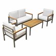 Techni Mobili Ribe 4-Piece Outdoor Aluminum/Wood Patio Sofa Set in Beige