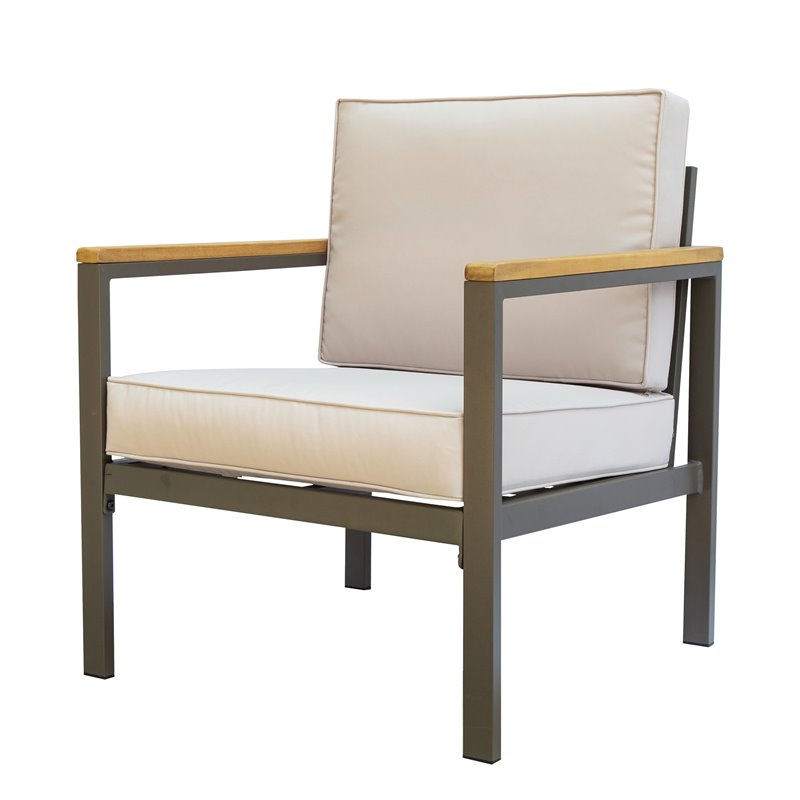 Techni Mobili Ribe 4-Piece Outdoor Aluminum/Wood Patio Sofa Set in Beige