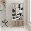 Techni Mobili Mid-Century MDF Wood & Metal Storage Rack with Door Cabinet in Oak