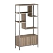 Techni Mobili Mid-Century MDF Wood & Metal Storage Rack with Door Cabinet in Oak