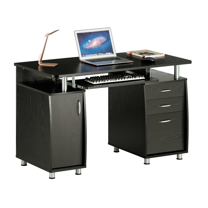 Techni Mobili Engineered Wood Computer Desk with Storage in Espresso