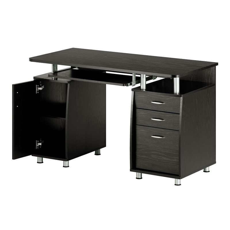 Techni Mobili Engineered Wood Computer Desk with Storage in Espresso