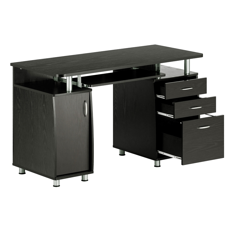 Techni Mobili Engineered Wood Computer Desk with Storage in Espresso