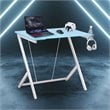 Techni Mobili Y-Shaped Modern Wood and Steel Gaming Desk in Blue