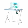 Techni Mobili Y-Shaped Modern Wood and Steel Gaming Desk in Blue