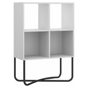Techni Mobili Allure 2-Shelf Geometric Modern Wood & Metal Bookcase in White