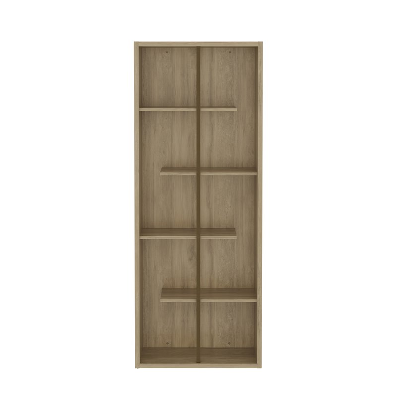 Techni Mobili Cassa 5-Shelf Staggered Modern Wood Bookcase in Pine Brown