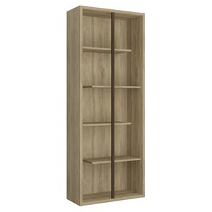Techni Mobili Cassa 5-Shelf Staggered Modern Wood Bookcase in Pine Brown