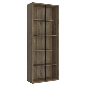 Techni Mobili Cassa 5-Shelf Staggered Modern Wood Bookcase in Walnut