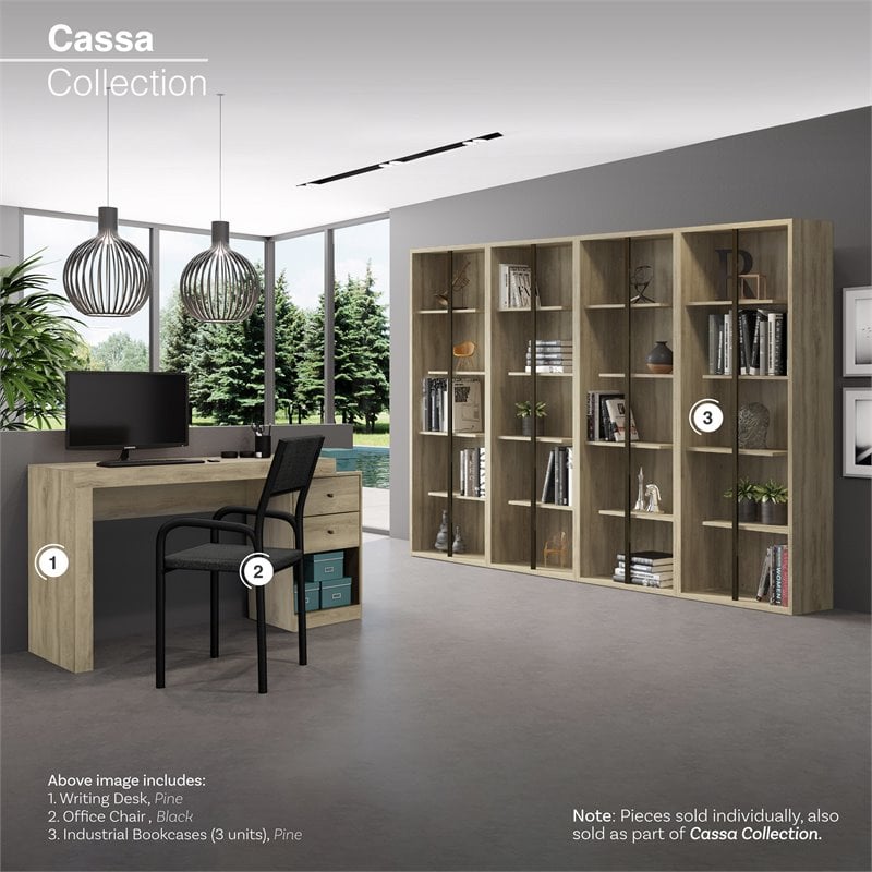 Techni Mobili Cassa Expandable Modern Wood Writing Desk in Pine Brown