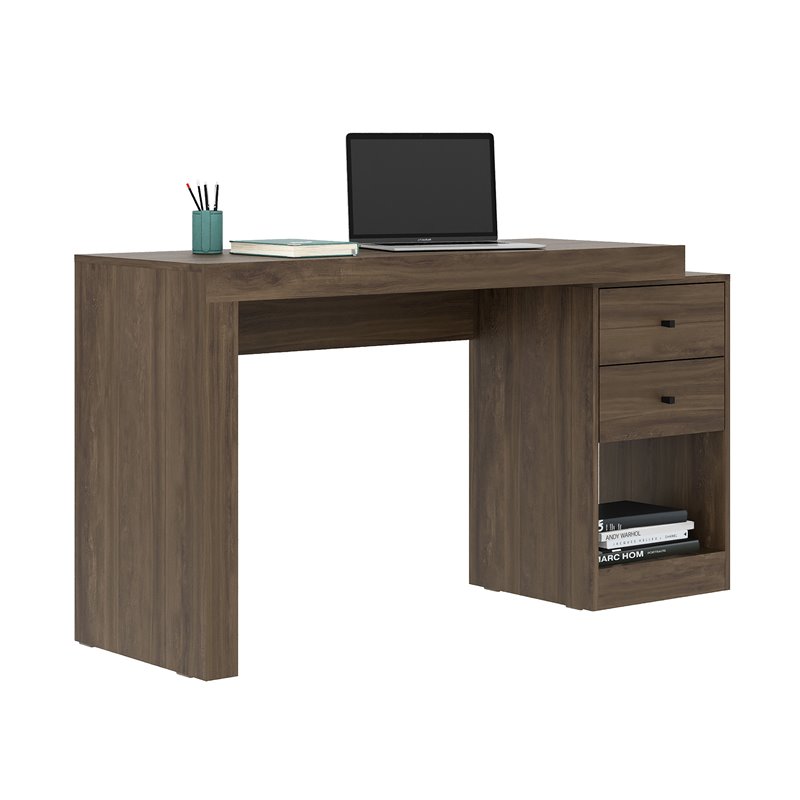 Techni Mobili Cassa Expandable Modern Wood Writing Desk in Walnut