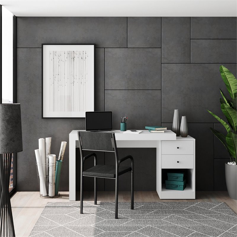 Techni Mobili Cassa Expandable Modern Wood Writing Desk in White