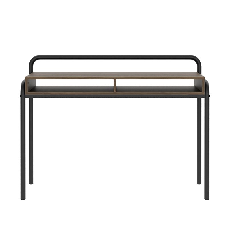 Techni Mobili Allure Modern Wood Workstation Desk with 2 Shelves in Walnut
