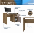 Techni Mobili Modern Engineered Wood Computer Desk with Storage in Walnut