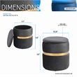 Techni Mobili Modern Fabric Storage Ottoman in Gray/Brushed Gold