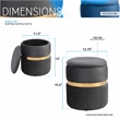 Techni Mobili Modern Fabric Storage Ottoman in Gray/Brushed Gold