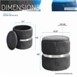 Techni Mobili Modern Fabric Storage Ottoman in Gray/Brushed Silver