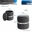 Techni Mobili Modern Fabric Storage Ottoman in Gray/Brushed Silver