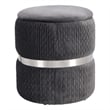 Techni Mobili Modern Fabric Storage Ottoman in Gray/Brushed Silver