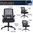 Techni Mobili Ergonomic Modern Plastic Mesh Office Chair in Black