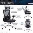 Techni Mobili Mesh Fabric Office Chair with Headrest & Lumbar Support in Black