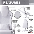 Techni Mobili Modern Sport Velvet Fabric Gaming Chair in White