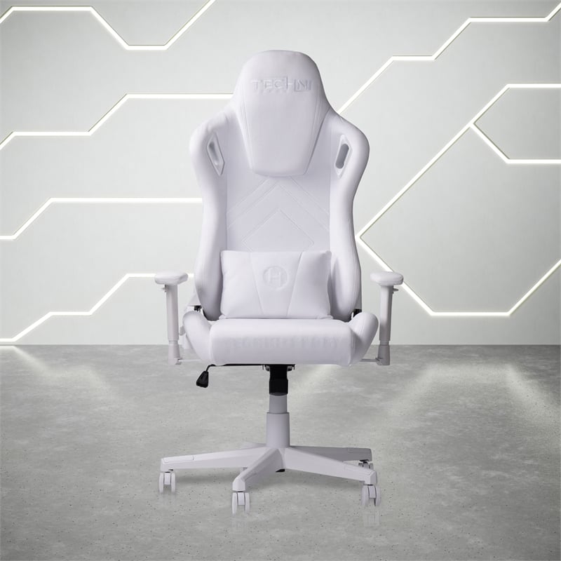 Techni Mobili Modern Sport Velvet Fabric Gaming Chair in White