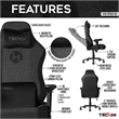 Techni Mobili Modern Velvet Fabric Gaming Chair w/ Height Adjustable in Black