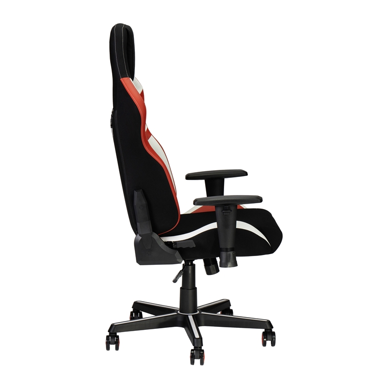 Techni Mobili Modern Fabric Echo Gaming Chair w/ Height Adjustable in Black/Red