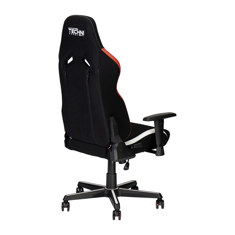Techni Mobili Modern Fabric Echo Gaming Chair w/ Height Adjustable in Black/Red