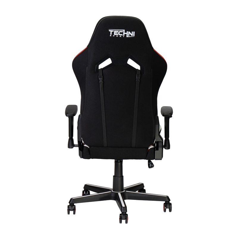 Techni Mobili Modern Fabric Echo Gaming Chair w/ Height Adjustable in Black/Red