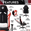 Techni Mobili Modern Fabric Echo Gaming Chair w/ Height Adjustable in Black/Red