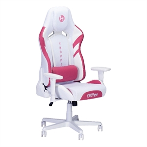 Techni Mobili Modern Fabric Echo Gaming Chair w/ Height Adjustable in White/Pink