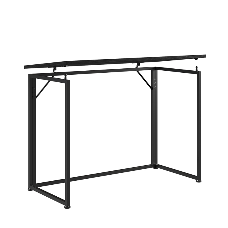Techni Mobili Modern Wood & Steel Metal Folding Desk in Black