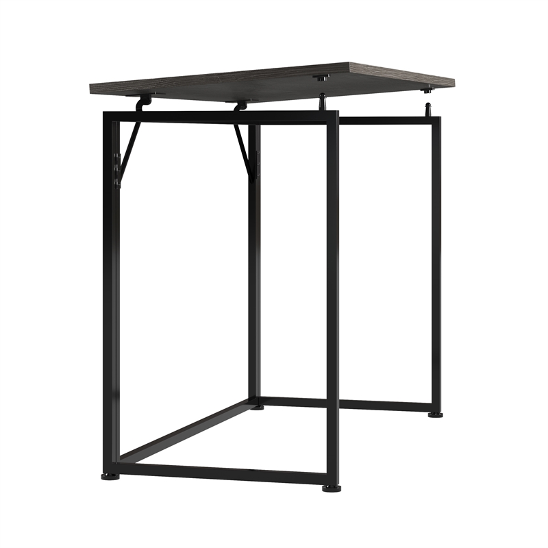 Techni Mobili Modern Wood & Steel Metal Folding Desk in Gray/Black