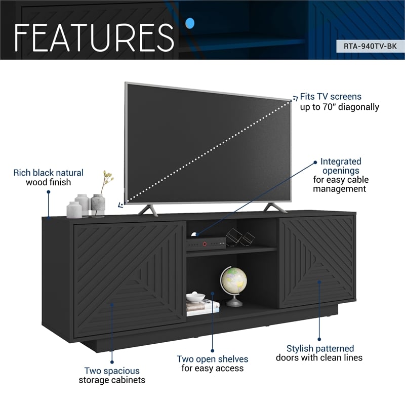 Techni Mobili Modern Wood TV Stand with Storage for TVs up to 70