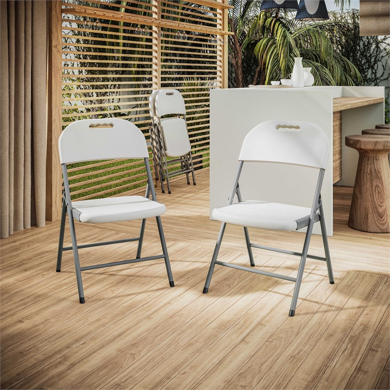 Techni Home Premium Comfort Granite White Folding Chairs Set of 4