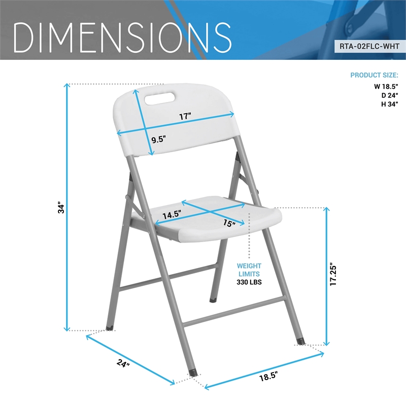 Techni Home Premium Comfort Granite White Folding Chairs Set of 4