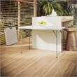 Techni Home Height Adjustable 4 FT Granite White Folding Table