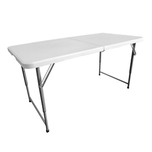 Techni Home Height Adjustable 4 FT Granite White Folding Table