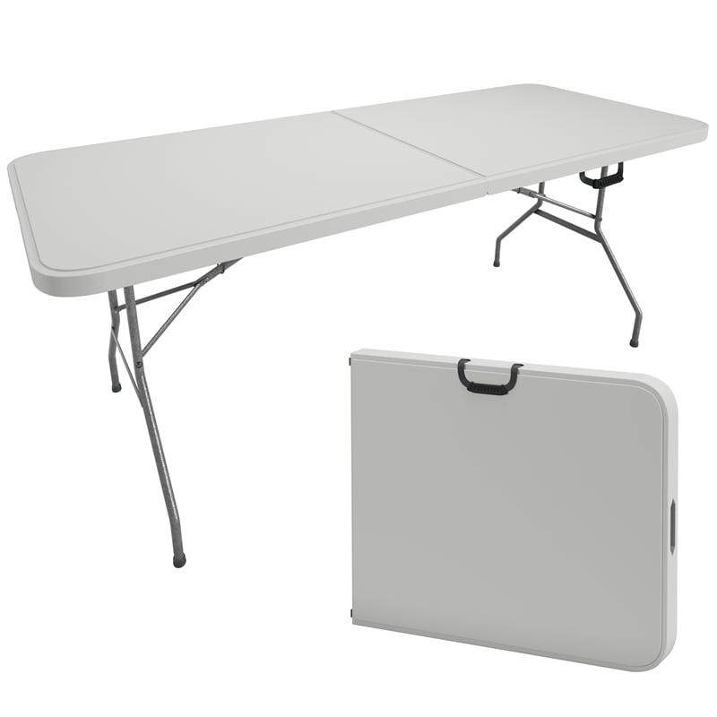 Techni Home 6 FT Granite White Folding Table