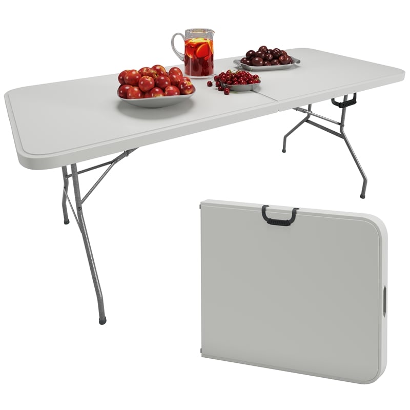 Techni Home 6 FT Granite White Folding Table