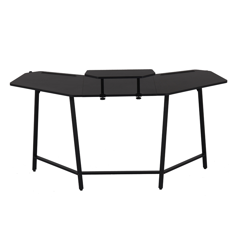Techni Sport TS98D Gaming Desk with Shelf & Accessory Holders Black