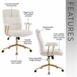 Textured Boucle Fabric White and Gold Office Chair - Height Adjustable Chair