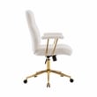 Textured Boucle Fabric White and Gold Office Chair - Height Adjustable Chair